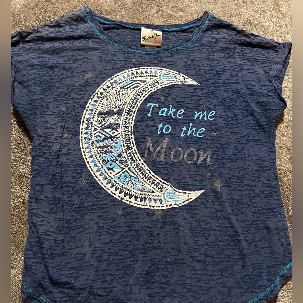 Navy blue take me to the moon tee